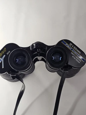 Tasco Zip 12x50 Binoculars Fully Coated + Case, Caps & Cloth – Very Good - Image 1 of 4