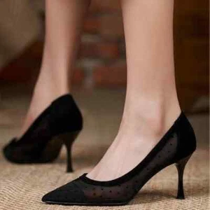 Zapatos para mujer Moda Encaje Malla Transpirables Ligeros Delgados Tacón Alto Sandalias - Imagen 1 de 8