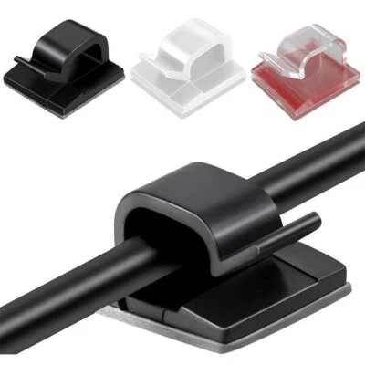 Mini Self Adhesive Car Wire Clips Rectangle Tie Sticker Cable Cord Holder Clamps - Image 1 of 4