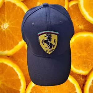 NWT DF Black Ferrari Hook and Loop Closure Adjustable Baseball Hat Cap - Picture 1 of 7