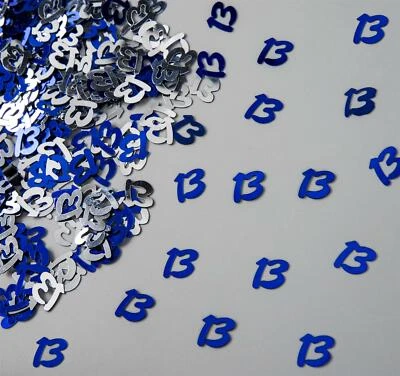 Happy Birthday 13th Blue Silver Glitz Table Confetti Party Anniversary Decor 3pk - Image 1 of 4