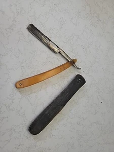 Navaja de afeitar recta vintage de 5/8"" Eugene Berninghaus Co. dorada EE. UU. - Imagen 1 de 6