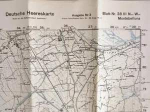 Deutsche Heereskarte "Montebelluna"  Italien, Maße 45 x 50 cm, datiert 1944, ung - Picture 1 of 7