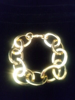 BIG 14K YELLOW GOLD & BZ CHAIN CHARM BRACELET + BONUS! ITALY 30 GR 6.5 - 7.25 IN - Image 1 of 4