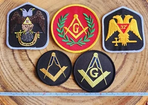 MASONIC PATCH SET Knights Templar Embroidered Emblem Sew FREEMASON 32 DEGREES - Picture 1 of 5