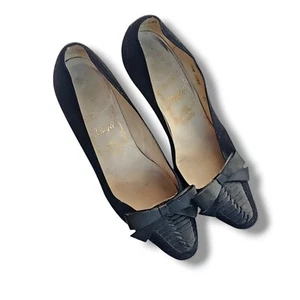 Vintage Womens Bruno Magli Sz 36.5 Black Leather Pumps Slip on Shoes Made Italy - Picture 1 of 12