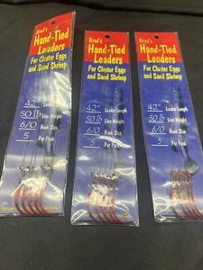 3 Brad's Hand Tied Leaders Egg Cluster Sand Shrimp Sz 6/0 hook 5 pack 42" leader - Picture 1 of 2