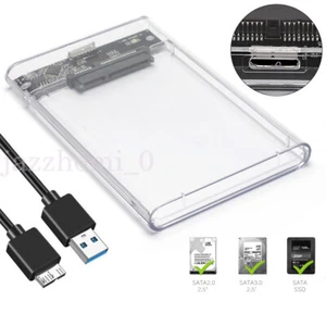 Hard Drive Enclosure 2.5 Inch USB 3.0 SATA Case External Clear HDD SSD - Afbeelding 1 van 15