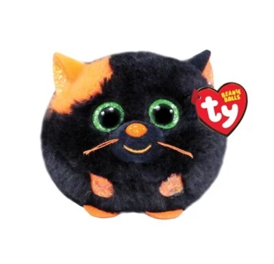 TY Puffies (Beanie Balls) Plush - SALEM the Halloween Cat, 3 inch - New - Image 1 of 2