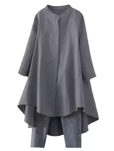 Minibee Women's Embroidered Tunic Blouse Hi-low Cotton Button Down 2XL - Picture 1 of 4