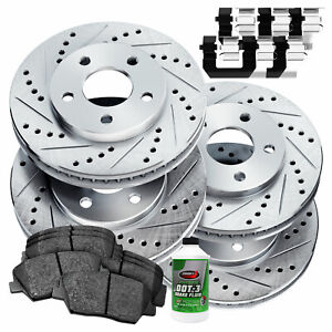 Full Kit Drilled Slotted Brake Rotors and Ceramic Pads For 1990-1996 300ZX 