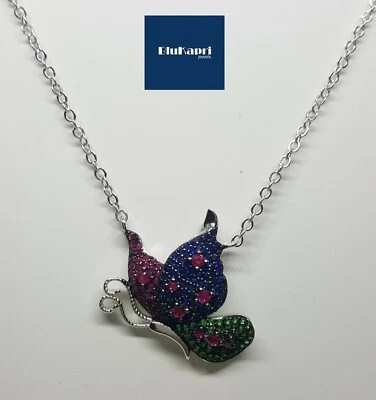 Collana con ciondolo argento  Farfalla multicolor - Immagine 1 di 4