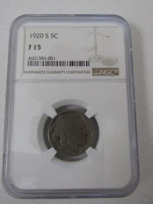 1920-S Buffalo Nickel NGC F-15 - Image 1 of 4