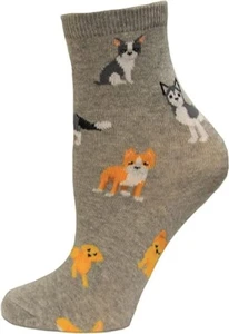 Hot Sox Kid's Dog Themed Crew Socks 1 Pair, Gray, Shoe Size: 10 - 13 Youth - Picture 1 of 1