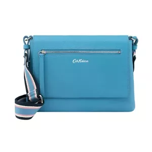 Cath Kidston Solid Barton Crossbody Shoulder Bag Blue 100% Leather Small New - Picture 1 of 5