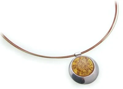 Collana Da Donna In Ambra Del Baltico In Argento 925 Sterlina - Immagine 1 di 2