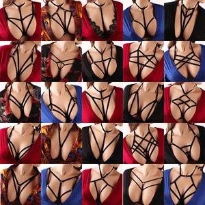Reggiseno sexy donna imbracatura supporto imbracatura corpo in gabbia senza coppe bralette con cinturini gotici - Foto 1 di 272