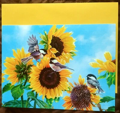 "Sunflower Birds", (1) Leanin' Tree Thank You Card, New With (1) Envelope - Image 1 of 4