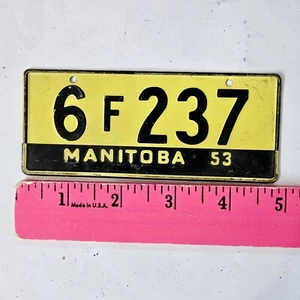 1953 WHEATIES MANITOBA CANADA LICENSE PLATE 🔥FREE📬🔥 6 F 237 ~ VTG MINI TAG - Picture 1 of 4