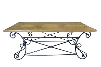 Mesa de comedor vintage neoclásica con tablón de hierro desplazado 72" Foto 1 de 4