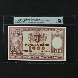 1971-74 Norway Norges Bank 1000 Kroner Pick#35e PMG 65 EPQ Gem UNC - Picture 1 of 4