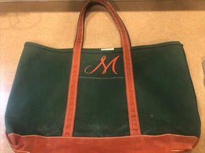 RARE! Vintage LL BEAN BOAT AND TOTE Canvas Bag Green Large Maine USA - Picture 1 of 12