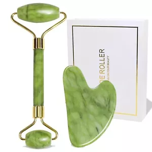 Gua Sha Facial Tool & Jade Roller Set for Puffiness Wrinkles Face Body Skin Care - Picture 1 of 8