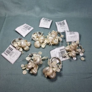 Set of 6 Leila's Home Living Bora Bora, Pearl, Shell, Napkin Rings - Picture 1 of 8