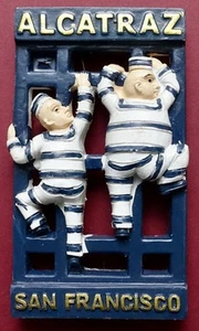 Souvenir Fridge Magnet San Francisco Alcatraz Two Prisoners Escaping California - Picture 1 of 1