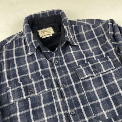 Boston Traders Flannel Shirt Jacket Men’s 2XL Button Up Fleece Lined Check Blue - Image 1 of 4