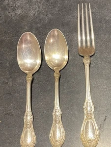 Vintage Rodger’s 1947 versilbert Konvolut 3 Gabel Löffel Floral Perlen - Bild 1 von 6