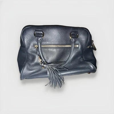 Michael Kors Leather Handbag Tote Hobo Doctor Style Bag Fringe Tassel Black - Image 1 of 4