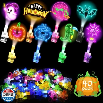 Paquete de 40 favores de fiesta de Halloween para niños CPSYUB: luces LED para dedos Ha Foto 1 de 4