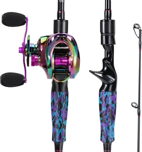 Fishing Rod and Reel Combo, Medium Fishing Pole with Baitcasting Reel Combo, 2-P - Picture 1 of 12