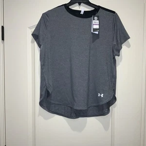 Under Armour Ladies Sport Crossback T-Shirt UA Gray & Black Top Sz XXL - Picture 1 of 7
