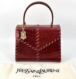 Yves Saint Laurent Tote Hand Bag Leather Brown Vintage YSL Authentic #861 - Picture 1 of 13