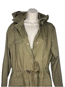Zara Trafaluc Outerwear Green 100% Cotton Outerwear Hooded Military Jacket Sz S - Picture 1 of 9