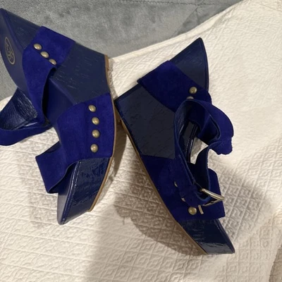 Cuñas Marca ASH Cuero Azul Talla 40 EU 9 US Excelente Estado Raras  Foto 1 de 4