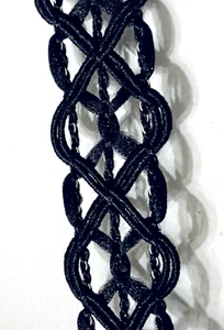 Black Cording 5/8” by 2 yards Wired Ribbon Halloween pair with Spider Webs - Picture 1 of 7