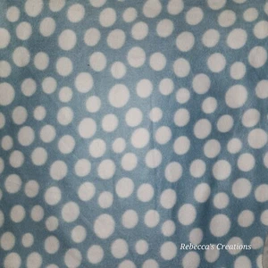 Blue White Polka Dot Soft Fleece Fabric Remnant Baby Boy 23" x 26" - Picture 1 of 4