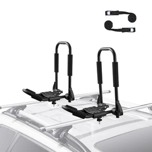 VEVOR 2pc Kayak Roof Rack Carrier Straps J Bars Soft Pads Car Folding Adjustable - Picture 1 of 12