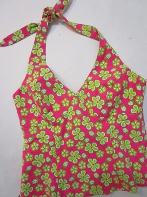 Talla 4 Lilly Pulitzer Rosa Brillante Lima Halter Top Dune Buggy Ladybug Estampado Foto 1 de 4