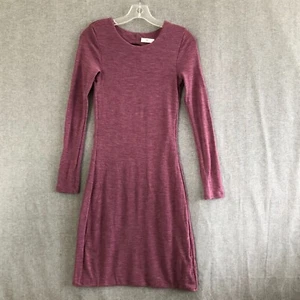 Kookai Womens 100% Wool Cut-Out Back Long Sleeve Knit A-Line Dress WineBerry 1 - Picture 1 of 8