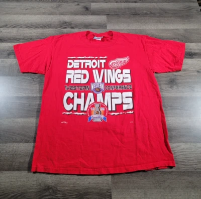 Camisa De Colección Detroit Red Wings 1995 Campeones de la Conferencia Oeste Grande NHL Rara Foto 1 de 4