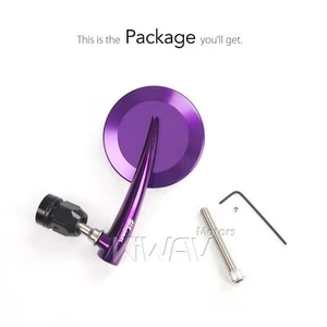Round 2.5" bar end mirror LEFTx1 purple 6mm bolt threaded bar for motorcycle - Picture 1 of 10