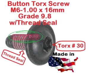 (5) M6-1.00 x 16mm Button Screw , torx,  Thread Seal. - Picture 1 of 2
