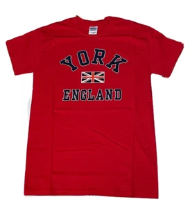 York England shirt mens small short sleeve crew neck Gildan red new - Picture 1 of 6