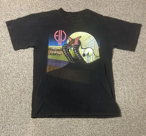Vintage Emerson Lake & Palmer ELP Tarkus World Tour T Shirt Size L Black 90’s - Picture 1 of 4