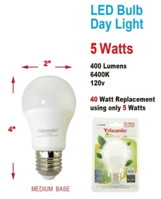 LED LIGHT BULB 5W Standard 40W Upgrade Table Wall Desk Lamp 400 Lumens 6400K - Image 1 of 3