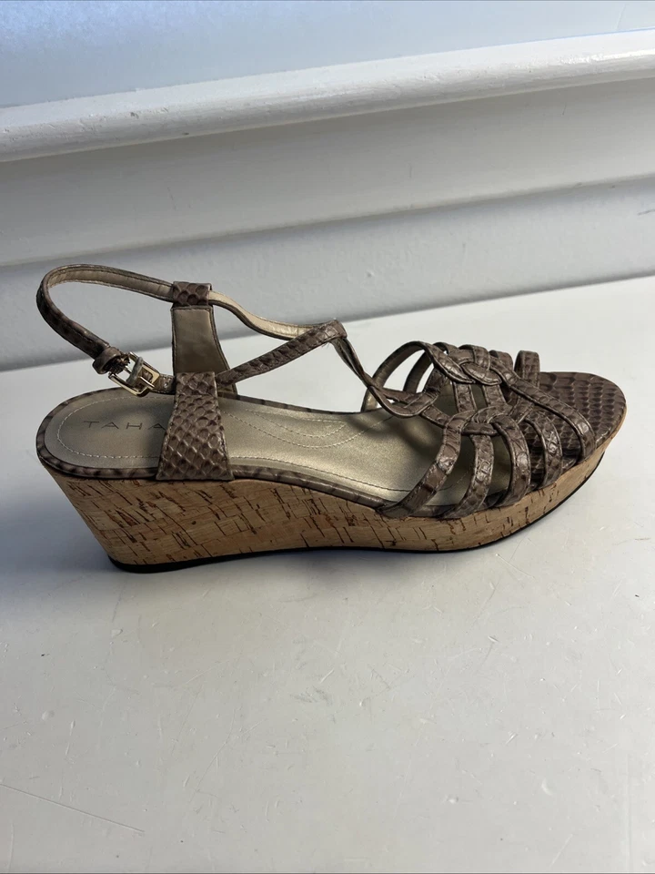 Tahari  Womens Star Cork Wedge Platform Sandal 7.5 M Shoes Open Toe - Image 1 of 4